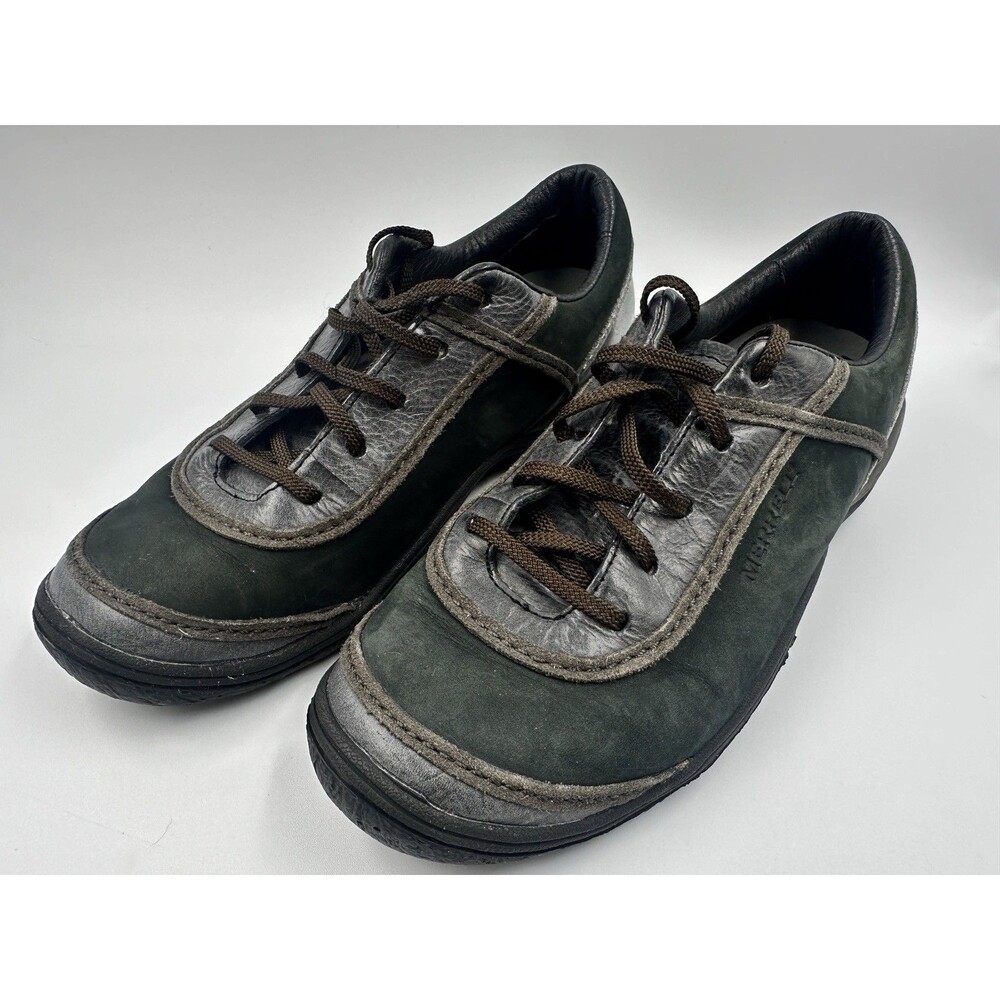 Merrell Cypress Women’s 7M Green Gray Leather Lace Up Comfort Cushioned Sneaker